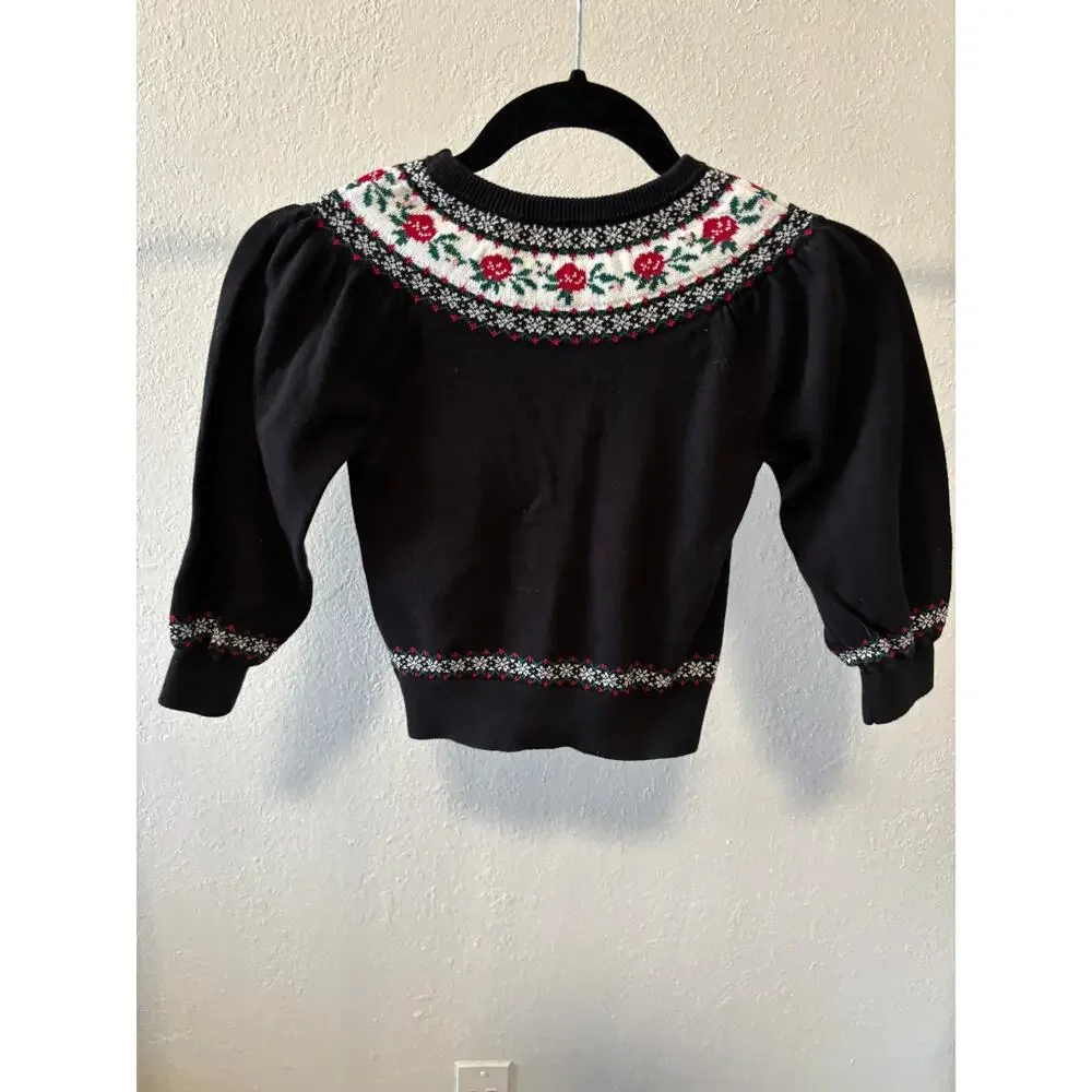 American Girl Janie & Jack Rose Fair Isle Sweater Girls Size 4